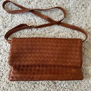 Elegant Brown Woven Leather Bag, genuine leather, purchased in Florence